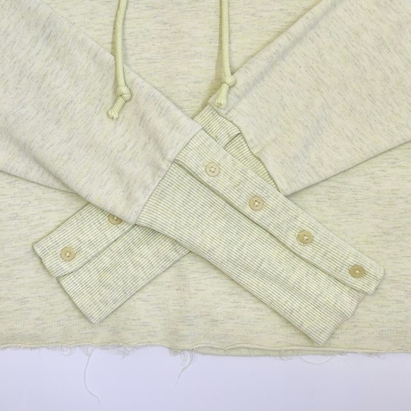 Nike Dri-FIT Pale Yellow & Grey Heathered Cropped Hoodie XS Lightweight Pullover - Picture 3 of 9